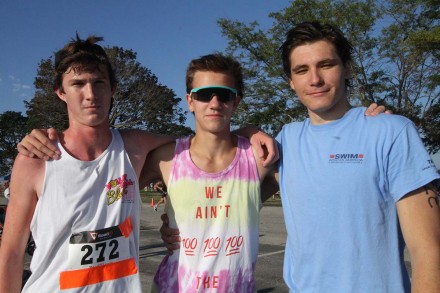 Gage Holzhauer of Ridgefield and Staples High School seniors Jake Troelstra and North Woods, Westport Kiwanis Triathlon